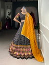 Black Colour Tussar Silk Bandhej And Patola Print With Foil Work Lehenga With Blouse Dupatta Wholesale Market In Surat